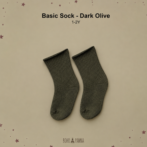 BOHOPANNA Chaussettes pour enfants Everyday Kids, couleur olive foncé, taille 1 2Y, coton de qualité supérieure, respirant, extensible, confortable, durable, de qualité - Product Image 4