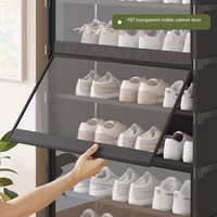 Robustes transparentes Schuh regal für die Haustür Mehrstöckiges staub dichtes Regal Einfache Schrank lagerung Moderne Metall möbel für