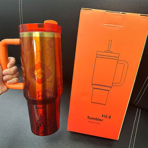 Vaso Térmico <span class=keywords><strong>Karol</strong></span> <span class=keywords><strong>G</strong></span> <span class=keywords><strong>de</strong></span> 40oz con Asa, Diseño Bichota con Flores y Purpurina, Taza Láser Aislada al Vacío <span class=keywords><strong>de</strong></span> Acero Inoxidable, Regalo para Fans - Product Image 3