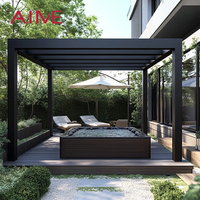 Pavillon de jardin personnalisé avec toit en lames, mobilier d'extérieur, auvent solaire de luxe, gazebo bioclimatique en aluminium