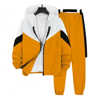 Ensemble de survêtement unisexe color block pour l'hiver, sweat-shirt et pantalon de sport, logo personnalisé, coupe ample, jogging en molleton technique