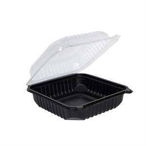 Dùng một lần lò vi sóng nhựa trong suốt vỏ sò đưa ra thực phẩm hộp 8 "x 8" 1 ngăn rõ ràng PP bản lề để đi container - Product Image 3