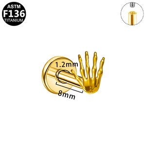 Boucles d'oreilles en titane avec filetage interne, motif palmier, bijoux de piercing simples et élégants, cadeau pour femmes et hommes, titane ASTM F136 - Product Image 3