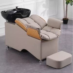 Sillón de Lavado de Cabello Moderno para Salón, con Respaldo Acolchado, Lavabo de Cerámica y Estructura Metálica - Product Image 3