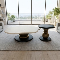 Ensemble de tables basses gigognes contemporaines extra larges 2 pièces en bois noir durable pour salon et décoration intérieure moderne
