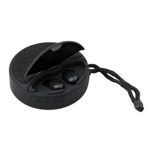 Écouteurs TWS ronds <span class=keywords><strong>2</strong></span>-en-1 et haut-parleur Bluetooth en tissu, combo stéréo pour usage extérieur - Product Image 2