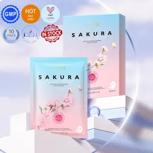 Masker Sakura Jepang, 10 lembar dengan Arbutin Vitamin C nikotinamide 3x mencerahkan noda cahaya kulit masker wajah putih