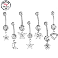 14G Titan Bauchnabelpiercing mit Zirkon-Anhänger, ASTM F136 Implantatqualität, Hypoallergener Körperschmuck für Mädchen