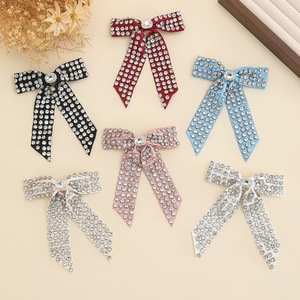 Fashionable Luxury Fabric Spring Hair Clip with Rhinestone <b>Bow</b> Bridal Hair Accessory for Prom and Daily Use - Product Image 1
