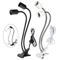 Prise EU US UK Support de lampe de bureau flexible à 360 degrés Prise de base E27 Câble à clipser à col de cygne avec interrupteur d'alimentation pour la maison