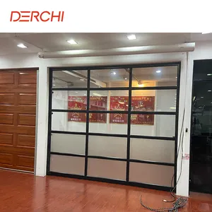 Automatic Sectional Aluminum Alloy Full Vision Garage Door for Villa modern