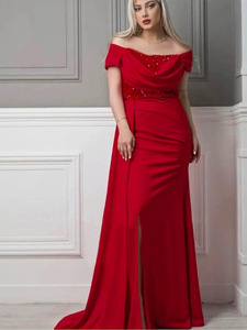 Falda Larga Plisada de Cintura Alta, Elegante, Roja, con Hombros Descubiertos, Cómoda, Talla Grande, al por Mayor, 2026 - Product Image 4