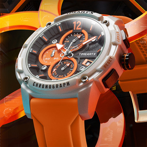 Reloj de cuarzo TIMEARTX para hombre, multifunción, 3 esferas, 6 manecillas, cronógrafo, indicador de fecha, correa de silicona resistente al agua, reloj de pulsera deportivo - Product Image 3