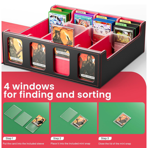 Très Durable Grande Capacité Quatre Rangées Boîte à Cartes en Cuir PU Triple Fenêtre Affichage Trois Royaumes Tuant Double Emballage Imprimé - Product Image 4