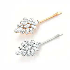 CLARMER New Arrived Europe America Women Hair Accessories Leaf Shape Hair clips Simply Crystal Bobby Pins Hairgrips