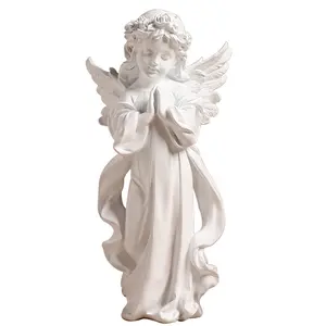 Figuras de arte personalizadas de poliresina, artículos de decoración de Ángel para manualidades religiosos