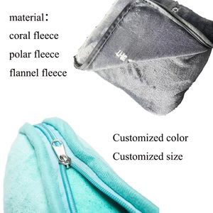 بطانية وسادة قابلة للطي مخصصة من الفانيلا صوف 2 في 1 بطانية وسادة للسفر - Product Image 5