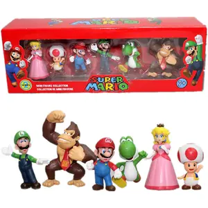 Wholesale Best Selling 5types Mario 6pcs/box Pvc Action Figure Toy For Kid's Birthday