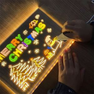 OEM Factory <b>LED</b> Glow Memo Note Board with Pens Square Acrylic Message Board for Kids Warm White <b>Light</b> <b>Plug</b>-<b>In</b> Power for Home Use - Product Image 6