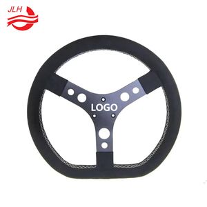 Volante <span class=keywords><strong>Go</strong></span>-kart de 14 pulgadas con costuras negras, cuero de microfibra, radios de aluminio, juego de carreras para PC, diseño deportivo Universal - Product Image 1