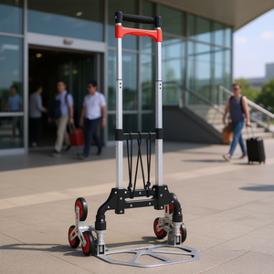 Carretilla Plegable de Aluminio Plateado para Escaleras, Capacidad de 154.3 lb, 3 Ruedas, Uso en Exteriores, Fácil de Plegar, Carrito para Equipaje - Product Image 2