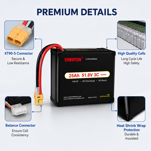 Batterie Lipo 25Ah 22.2V pour drone de pulvérisation agricole, longue autonomie, décharge 3C, pack de batteries rechargeables, prise personnalisée - Product Image 4