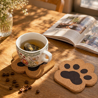 Sous-verre Patte de Chat Écologique Fait Main en Bois, Tapis de Table à Manger Isolant Thermique Anti-Brûlure, Tapis en Liège pour Bol à Thé, Utilisation Alimentaire