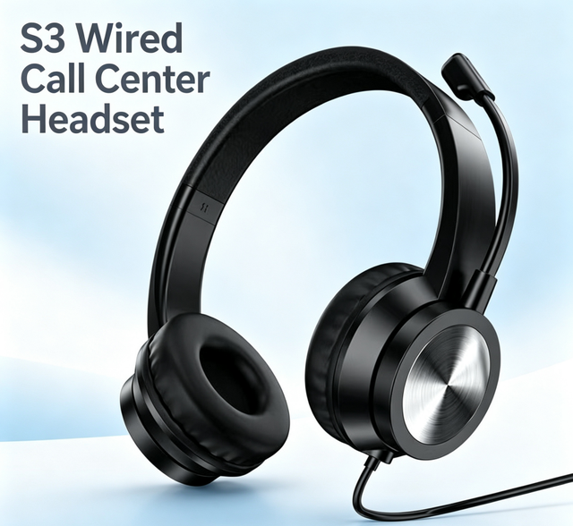 USB Light Weight  Over Ear Call Center Headset Stable Connection Without Drop-off Ideal for Office& Remote Customer Service S3
