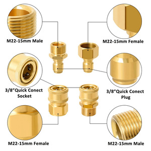 Adaptateur M22-15 en <span class=keywords><strong>laiton</strong></span> pour machine de nettoyage de tuyaux PVC, vente en gros transfrontalière, connecteur rapide pour pistolet à eau haute pression et <span class=keywords><strong>tuyau</strong></span> d'<span class=keywords><strong>arrosage</strong></span> - Product Image 3