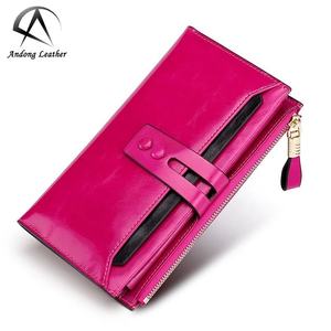 Cartera Larga de Cuero Andong para Mujer, Monedero de Cuero Vacuno Genuino con Bloqueo RFID, Bolsos de Mano para Teléfono, Tarjeteros de Moda Italiana - Product Image 1