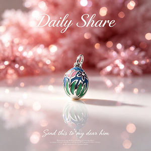 Breloques en émail argentées style <span class=keywords><strong>James</strong></span> Avery, œuf de Pâques rose et bleu, pendentif cœur rouge, pour la fabrication de bijoux DIY, bracelet, cadeau - Product Image 4