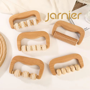 Rouleau de massage manuel en bois, appareil de massage des méridiens, pour jambes, dos, corps entier, universel, en bois massif, planche de relaxation Gua Sha musicale - Product Image 1