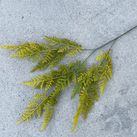 Branche de fougère artificielle, 13 feuilles, jaune clair, fausse verdure, tige, toile de fond de mariage, accessoire photo, décoration intérieure et extérieure