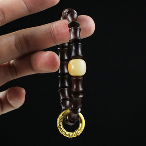 Pulsera de Sándalo Nepalí con Nodos de Bambú, Pulida a Mano, Piedra Natural, Unisex, Regalo para Ceremonias Religiosas - Product Image 4