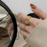 Ins-style Simple Individuel Petite Pierre Précieuse Conception Alliage Or Argent Anneau Froid Polyvalent et Haut de Gamme 2 Pcs/Set Anneau pour les Femmes