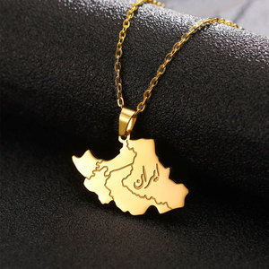 Collier étanche en acier inoxydable doré pour femme, bijoux plaqué or 18 carats, collier carte de l'Iran pour femme, collection 2026 - Product Image 1