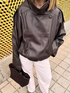 Veste en <span class=keywords><strong>cuir</strong></span> PU pour <span class=keywords><strong>femme</strong></span> Loveda, motif litchi, couleur unie, style décontracté, mode hiver, vente en gros - Product Image 6
