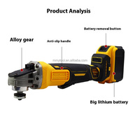 Meuleuse d'angle sans fil 18V alimentée par batterie au lithium 18V avec moteur sans balais et interrupteur à gâchette 125mm pour Dewalt