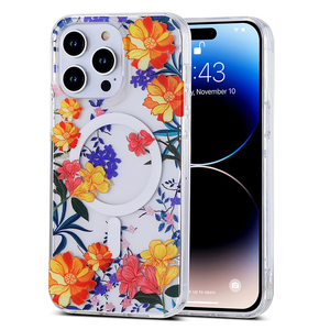 Custodia per telefono con fiore selvatico di lusso con ricarica Wireless trasparente IMD per iPhone 15 14 13 Pro Max - Product Image 6
