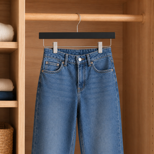Cintres en bois pour pantalons et jupes, cintre en bois massif avec pinces métalliques, couleur noire, prix abordable - Product Image 6