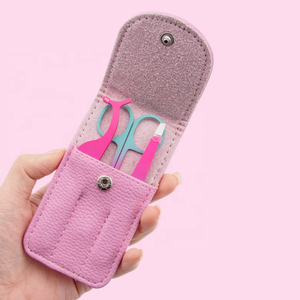 Mulheres Pinças Storage Case Maquiagem Ferramentas Bag Profissional Aço Inoxidável Sobrancelhas Pinças Set com PU Leather Travel Case - Product Image 2