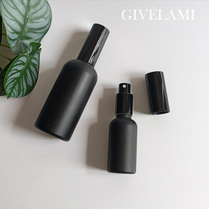 Chất Lượng Cao 5Ml <span class=keywords><strong>10Ml</strong></span> 15Ml 20Ml 30Ml 50Ml 100Ml Vòng Vai Mờ Chai Thủy Tinh Màu Đen Với Nắp Đen Mỹ Phẩm <span class=keywords><strong>Container</strong></span> - Product Image 2