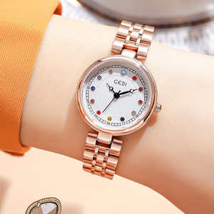 Montre pour femme haut de gamme avec cadran serti de diamants, dotée d'un mouvement à quartz étanche en acier inoxydable de haute qualité - Product Image 1