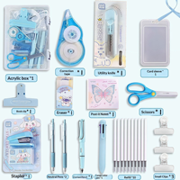 Ensemble de papeterie multicolore, fournitures de bureau pour étudiants, outils de planification, ciseaux, carnet, agrafeuse, boîte de rangement, coffret cadeau de luxe