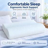 Contour ergonomique en forme de B 50x34x10-7cm, oreiller mousse à mémoire de forme, housse amovible, taille personnalisée