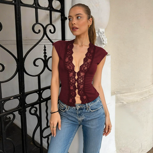 Top Corto de Tirantes con Diamantes de Imitación en Contraste de Color, Estilo Retro, Sexy y Ajustado para Mujer, Verano 2026 - Product Image 1