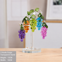 Décoration d'intérieur en cristal violet en forme de vigne, grappe de raisins en cristal, bonsaï pour étagère de cheminée