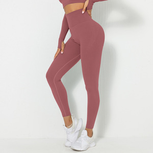 Printemps Sans Couture Hip-lifting Couleur Pure Tight Yoga Leggings Stretch Training Fitness Yoga Pants Femmes - Product Image 4