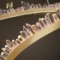 Lumière circulaire décorative de lustre de cristal naturel LED de galerie de villa d'hôtel personnalisée avancée
