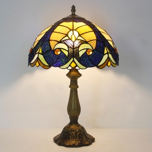 Sang trọng hiện đại 12 inch Chiều rộng Tiffany bàn Hoa đèn 30cm Đèn bàn bằng đồng với LED Glass kim loại kính màu AC cung cấp điện - Product Image 5